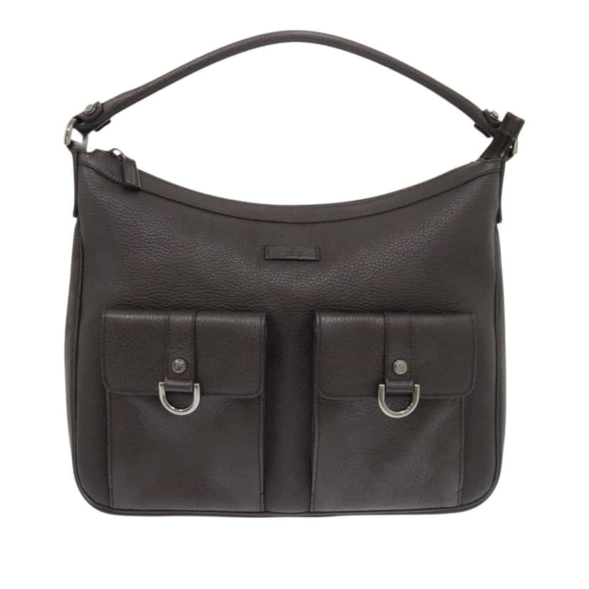 Gucci Calfskin Abbey D Ring Handbag Brown Leather Very good condition - Front View