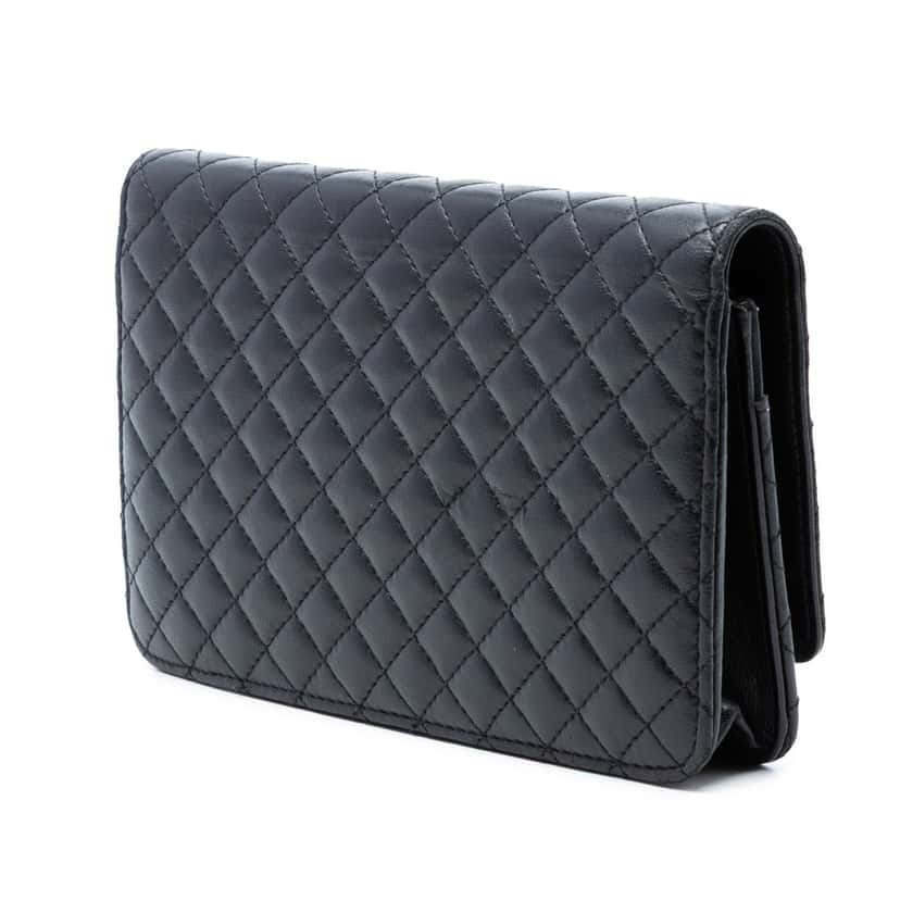 Chanel CC Microquilted Lambskin Wallet On Chain Black Leather Good condition - Back View