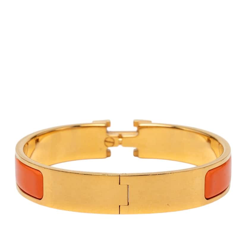 Hermès Narrow Enamel Clic H Bracelet PM Orange Very good condition - Inside View