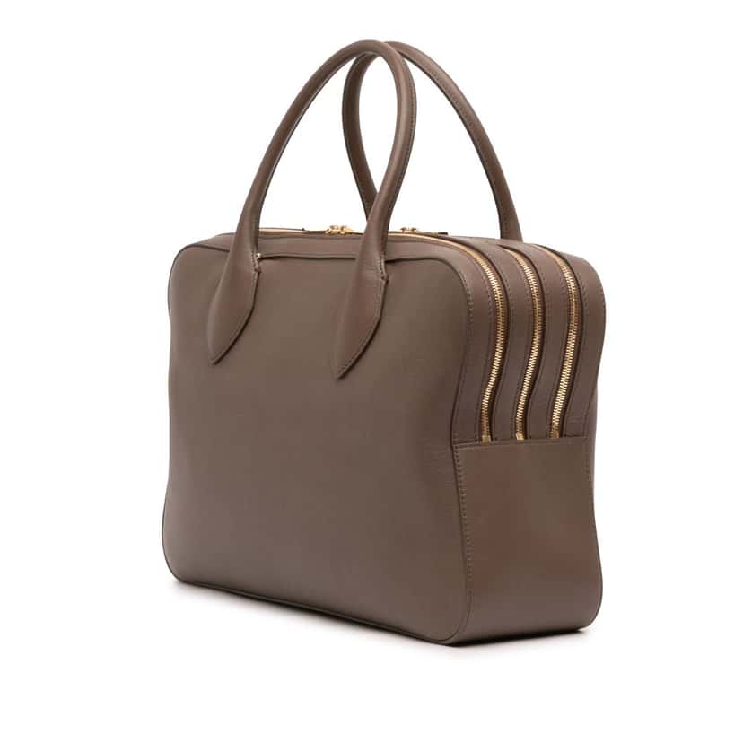 Ferragamo Leather Stella Triple Zip Satchel Brown Leather Very good condition - Back View