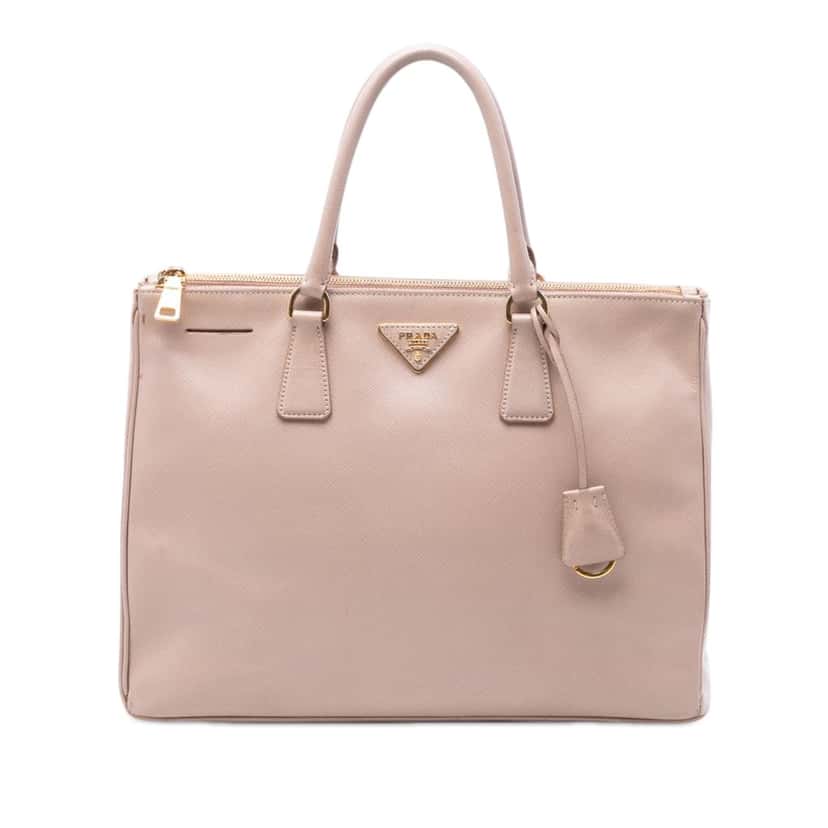 Prada Large Saffiano Lux Galleria Double Zip Satchel Brown Leather Very good condition - Front View