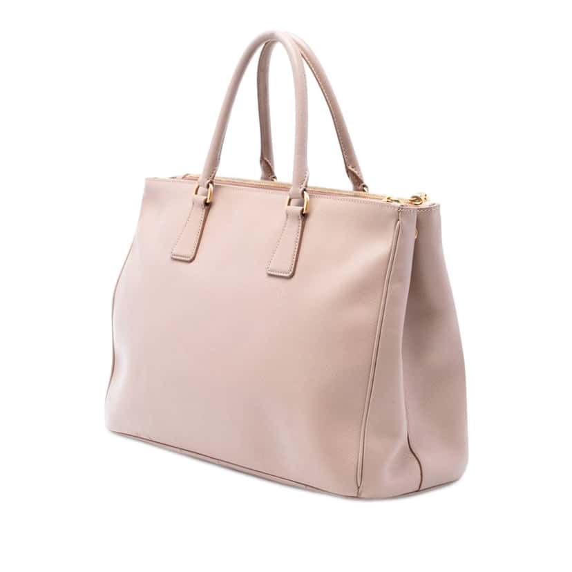 Prada Large Saffiano Lux Galleria Double Zip Satchel Brown Leather Very good condition - Back View