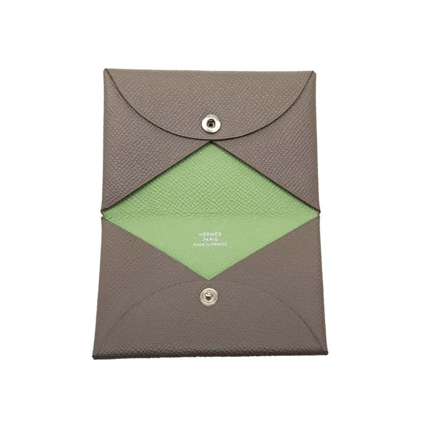 Hermès Epsom Calvi Verso Card Holder Brown Leather Very good condition - Model View