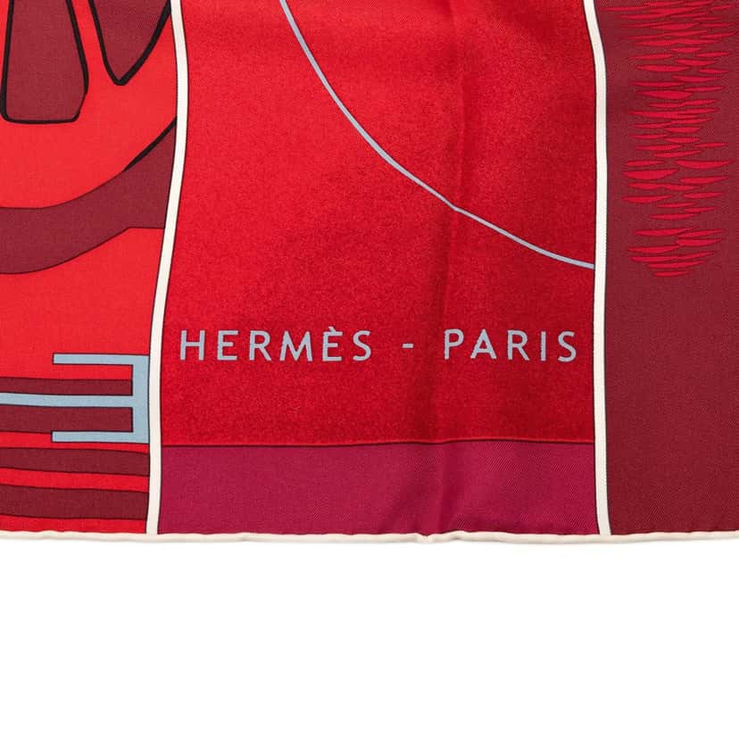 Hermès Caleche Mors Et Bouteilles Silk Scarf Blue Very good condition - Inside View