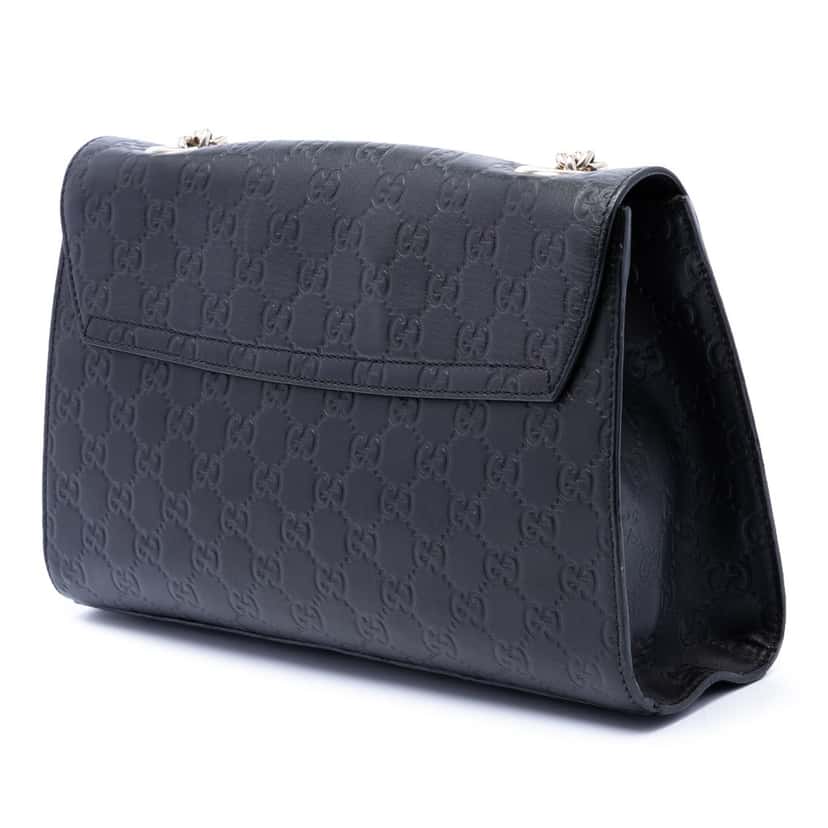 Gucci Medium Guccissima Emily Shoulder Bag Black Leather Very good condition - Back View
