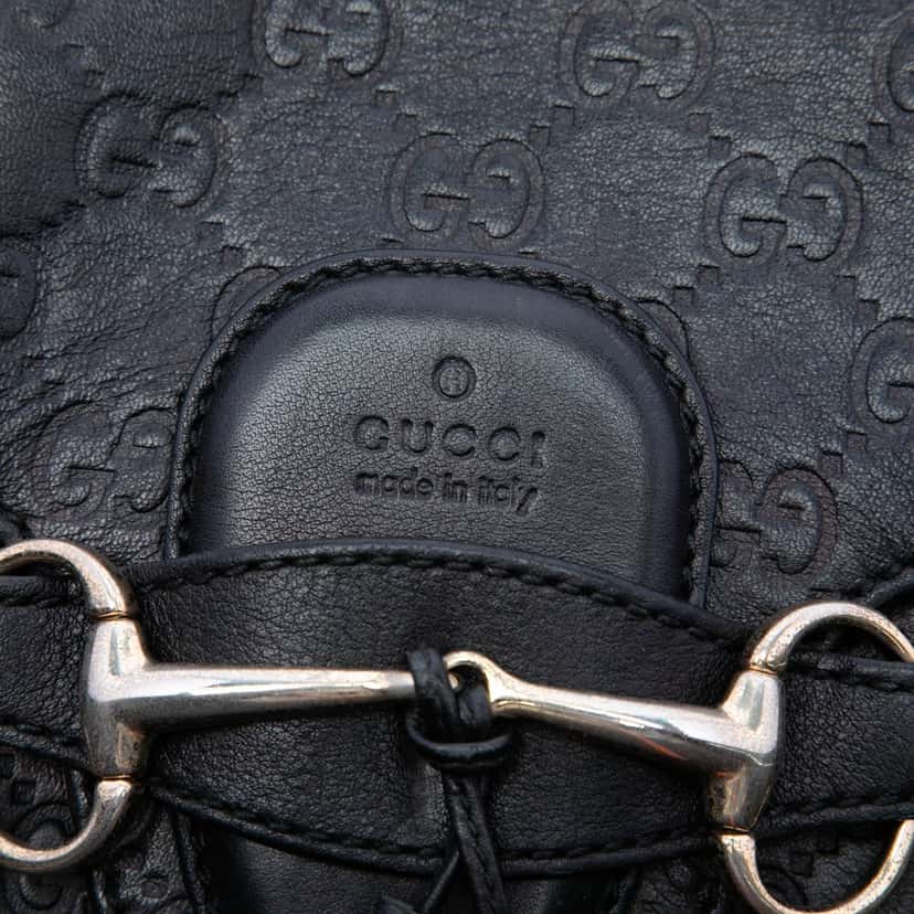 Gucci Medium Guccissima Emily Shoulder Bag Black Leather Very good condition - Box View