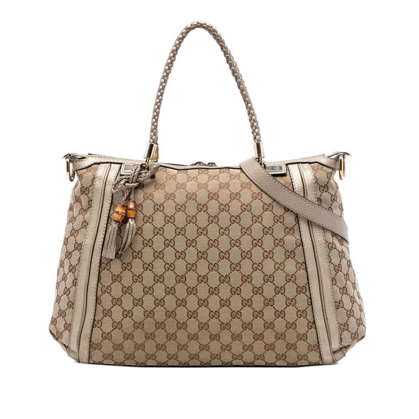 Gucci GG Canvas Bella Convertible Tote Beige Very good condition - Front View