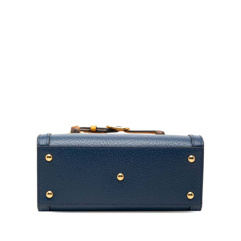 Gucci Small Calfskin Bamboo Diana Satchel Blue Leather Very good condition - Inside View