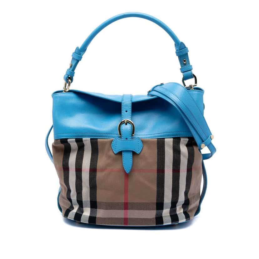 Burberry Medium Mega Check Canvas and Leather Sycamore Hobo Brown Very good condition - Front View