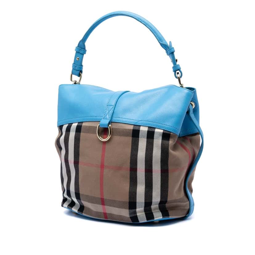 Burberry Medium Mega Check Canvas and Leather Sycamore Hobo Brown Very good condition - Back View