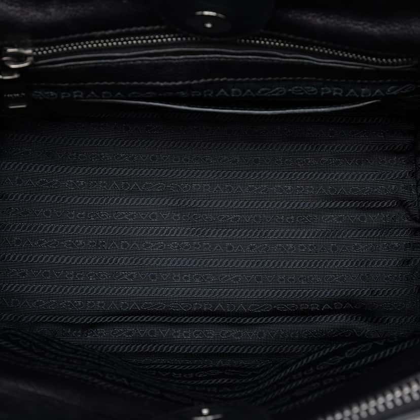 Prada Bicolor Glace Calf Twin Pocket Double Handle Satchel Beige Leather Very good condition - Model View