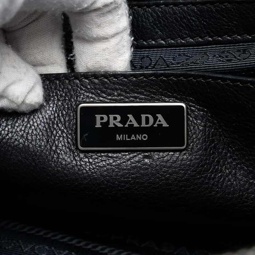 Prada Bicolor Glace Calf Twin Pocket Double Handle Satchel Beige Leather Very good condition - Box View