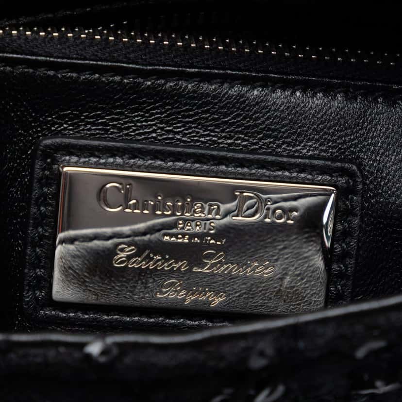 Dior Mini Tweed and Sequin Embellished Lady Dior Black Very good condition - Box View