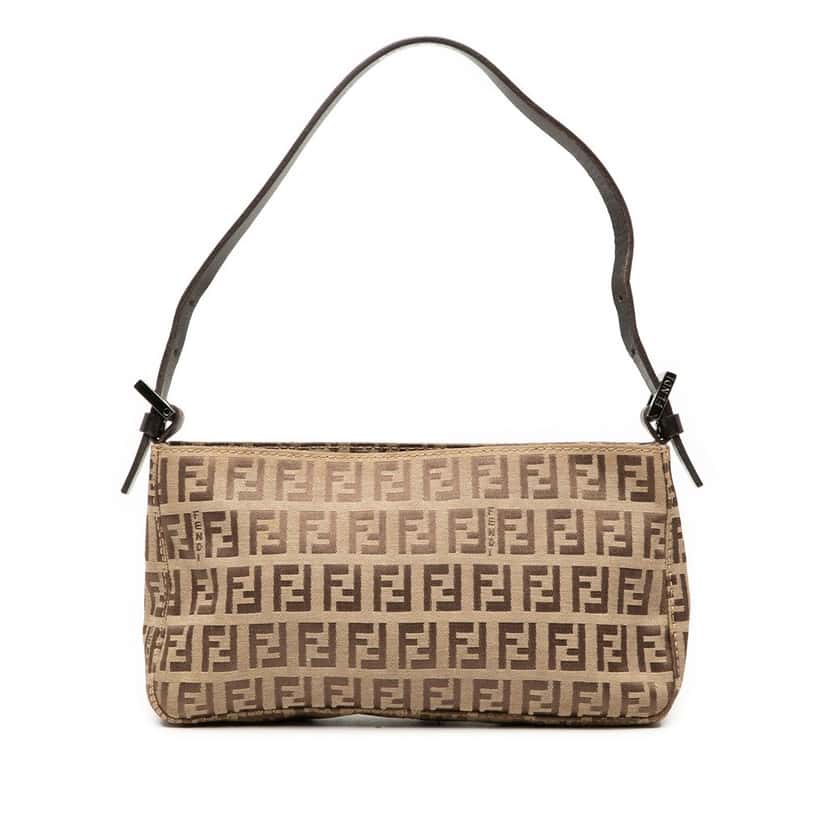 Fendi Zucchino Canvas Pochette Brown Very good condition - Front View