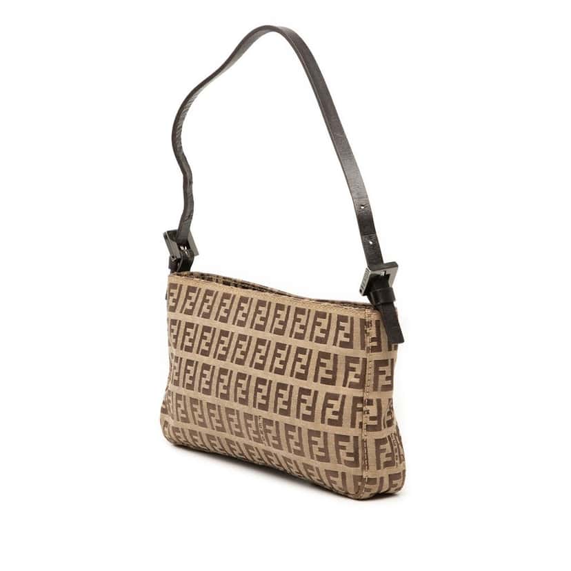 Fendi Zucchino Canvas Pochette Brown Very good condition - Back View