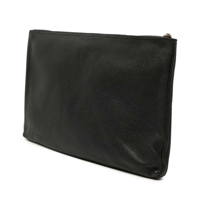 Gucci Leather Logo Clutch Black Leather Very good condition - Back View