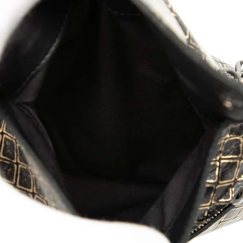 Bottega Veneta Metallic Calfskin Intrecciomirage Chain Flap Crossbody Gold Leather Very good condition - Model View