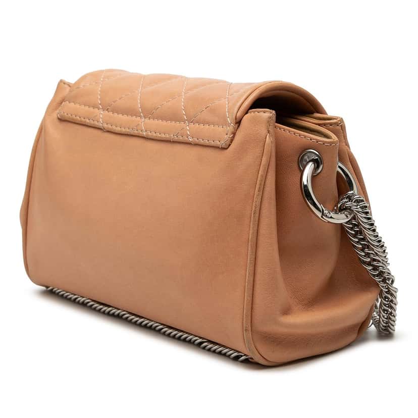 Chanel Washed Lambskin Bijoux Chain Accordion Flap Beige Leather Very good condition - Back View