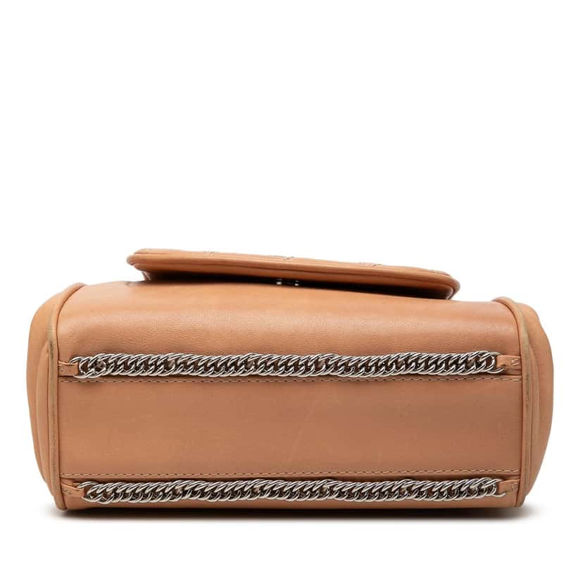 Chanel Washed Lambskin Bijoux Chain Accordion Flap Beige Leather Very good condition - Inside View