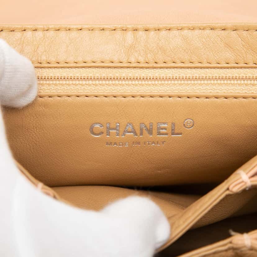 Chanel Washed Lambskin Bijoux Chain Accordion Flap Beige Leather Very good condition - Box View