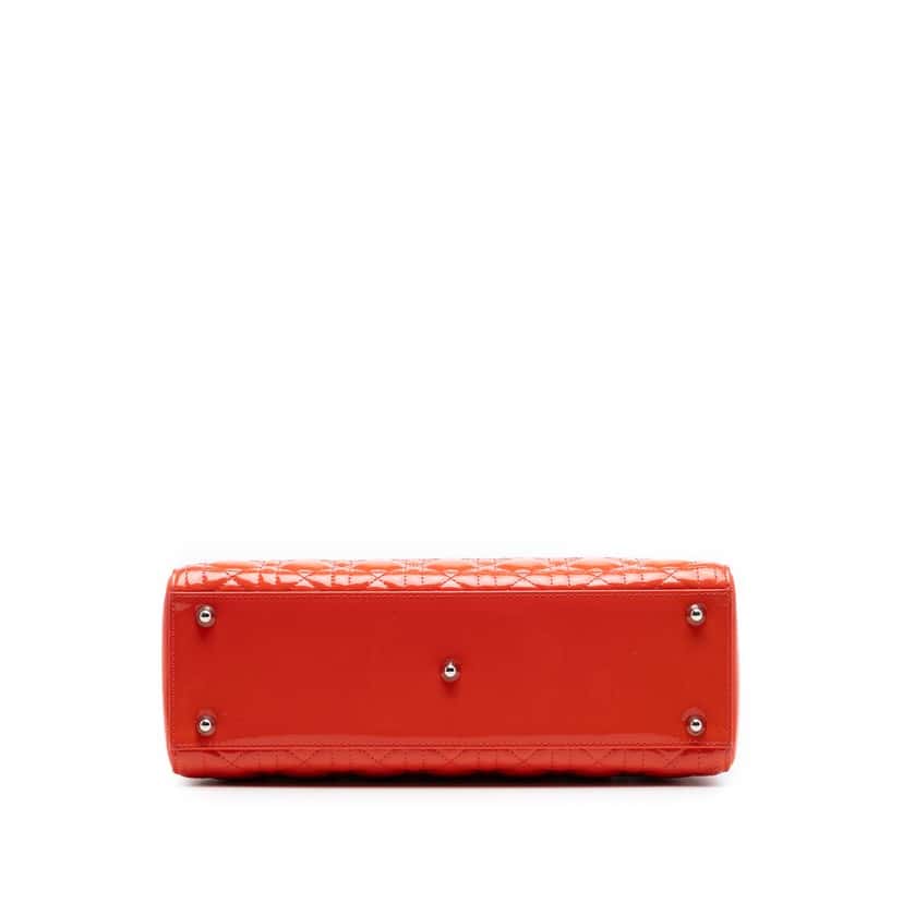 Dior Large Patent Cannage Lady Dior Orange Leather Very good condition - Inside View