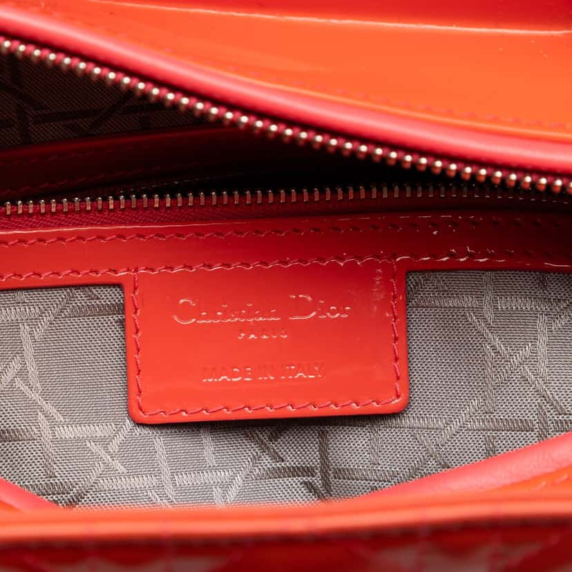 Dior Large Patent Cannage Lady Dior Orange Leather Very good condition - Box View