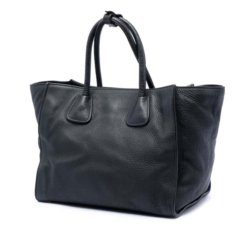 Prada Vitello Daino Front Pocket Open Convertible Tote Black Leather Very good condition - Back View