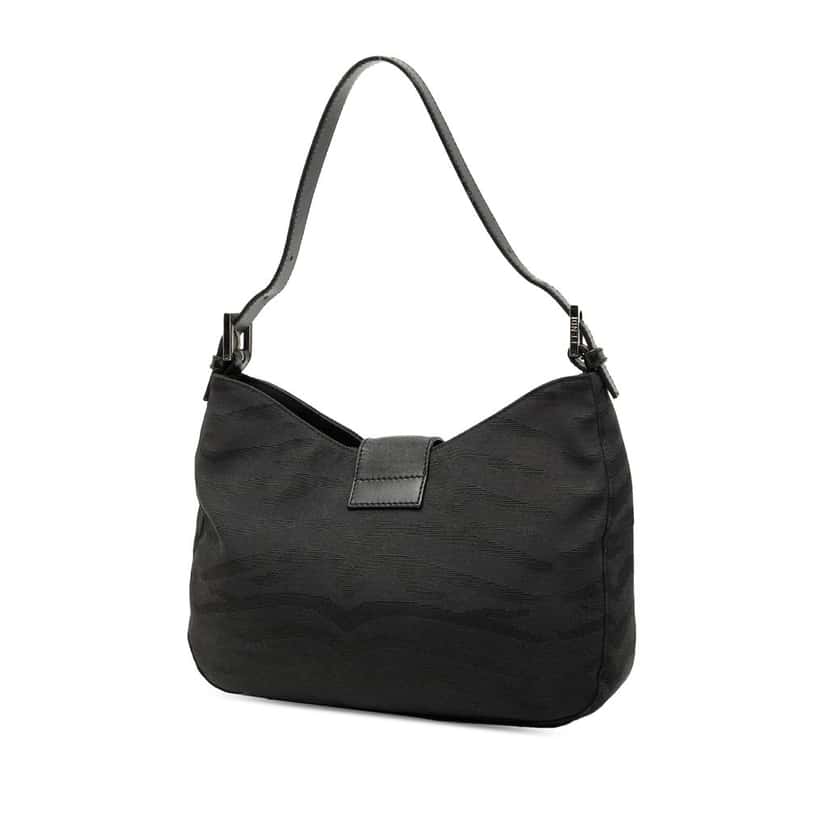 Fendi FF Zebra Print Canvas Shoulder Bag Black Very good condition - Back View