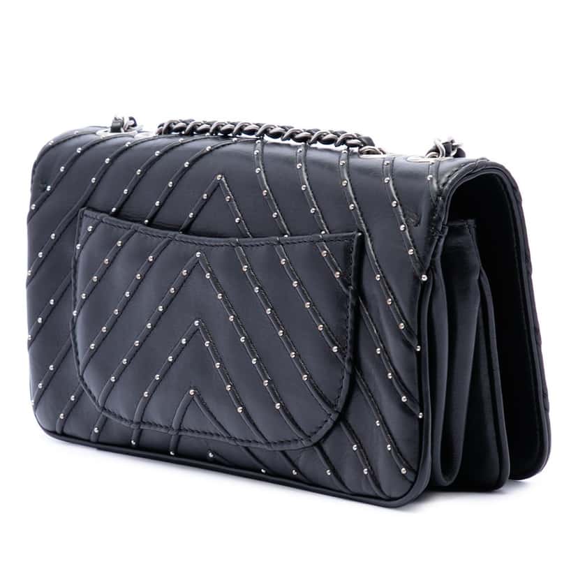 Chanel Chevron Lambskin Stud Wars Full Flap Black Leather Very good condition - Back View