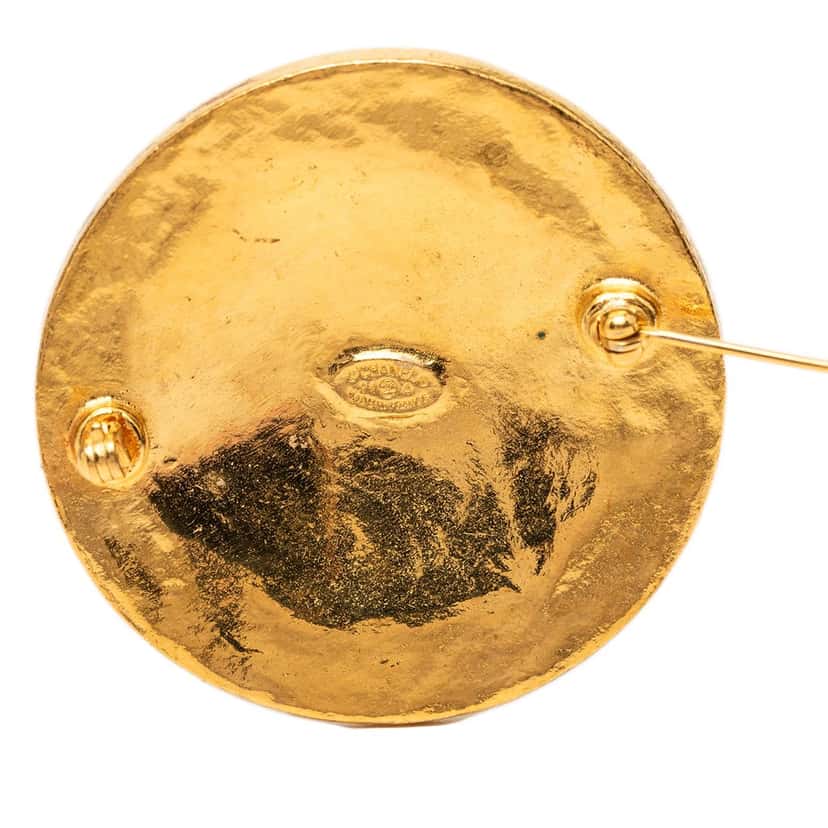 Chanel CC Gold Plated Filigree Round Brooch Gold Metal Very good condition - Inside View