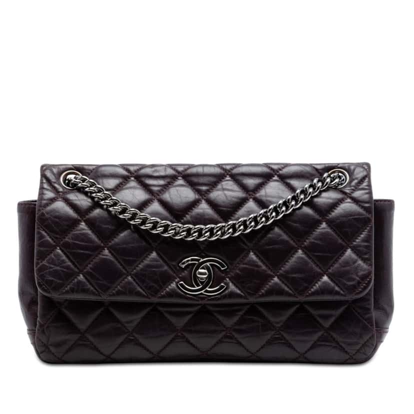 Chanel Small Aged Calfskin Lady Pearly Flap Purple Leather Very good condition - Front View