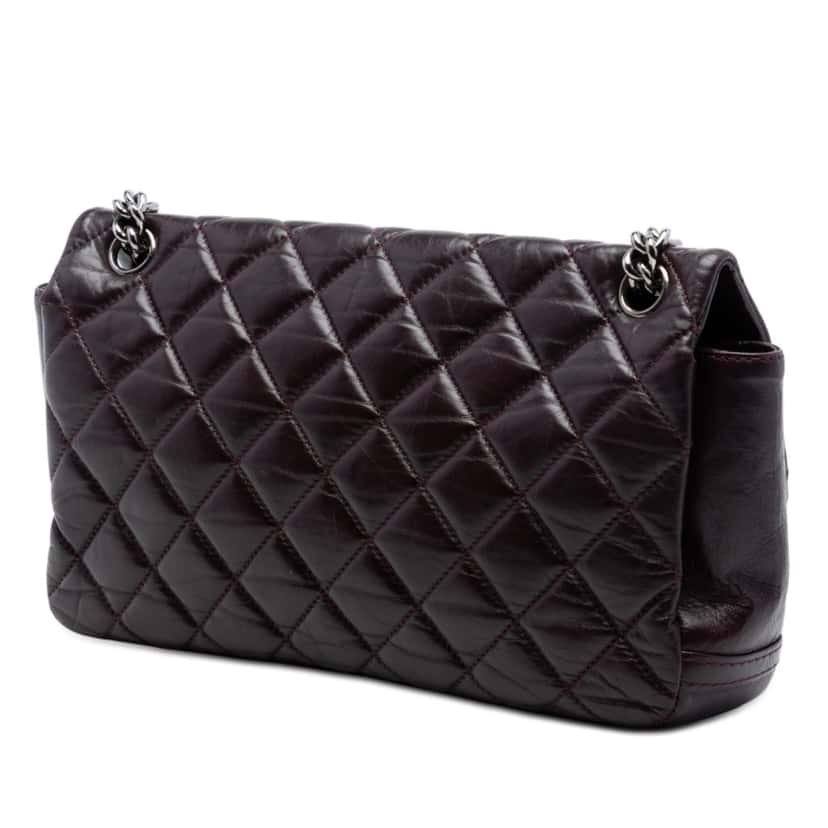 Chanel Small Aged Calfskin Lady Pearly Flap Purple Leather Very good condition - Back View