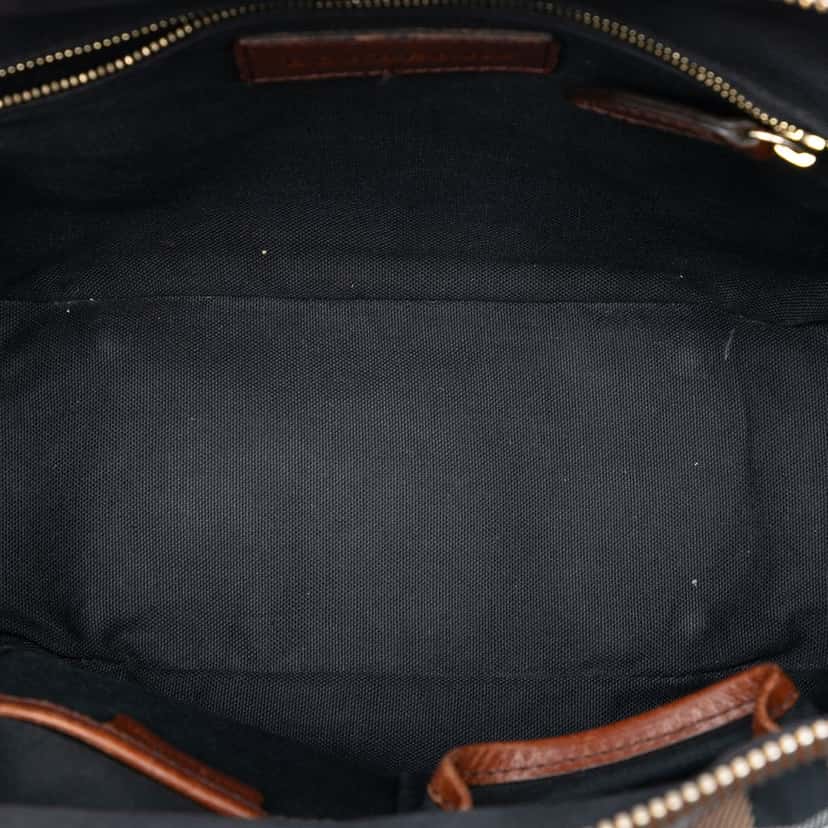 Burberry Small Leather Trimmed House Check Canvas Bridle Orchard Satchel Brown Very good condition - Model View