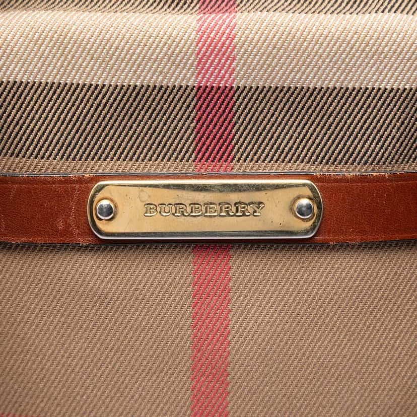 Burberry Small Leather Trimmed House Check Canvas Bridle Orchard Satchel Brown Very good condition - Box View