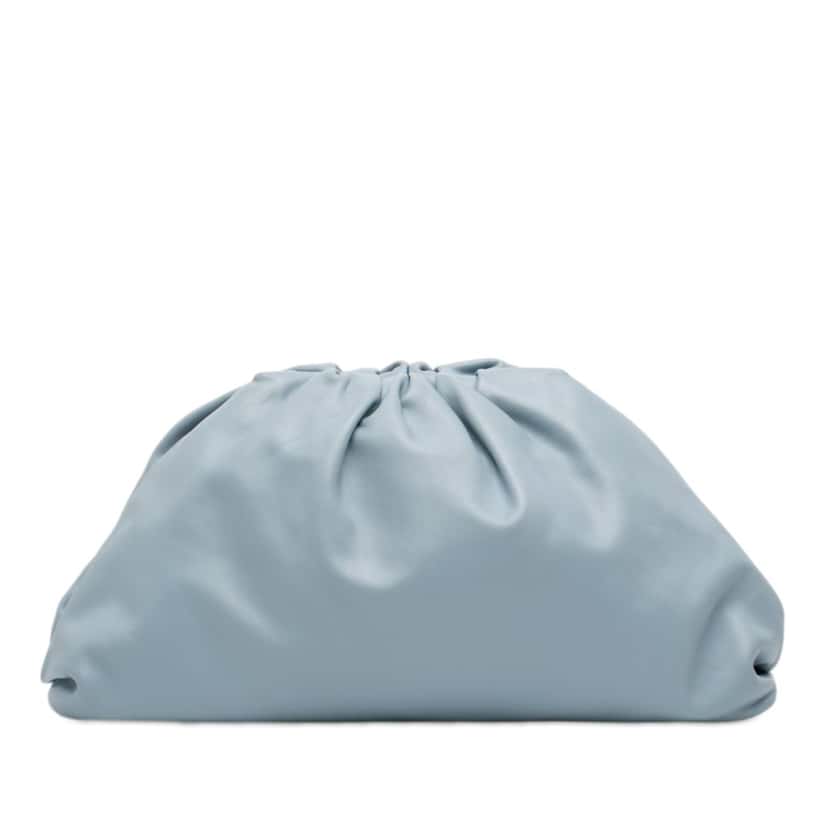Bottega Veneta Lambskin The Pouch Blue Leather Very good condition - Front View