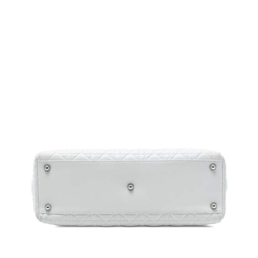 Dior Large Lambskin Cannage Lady Dior White Leather Very good condition - Inside View