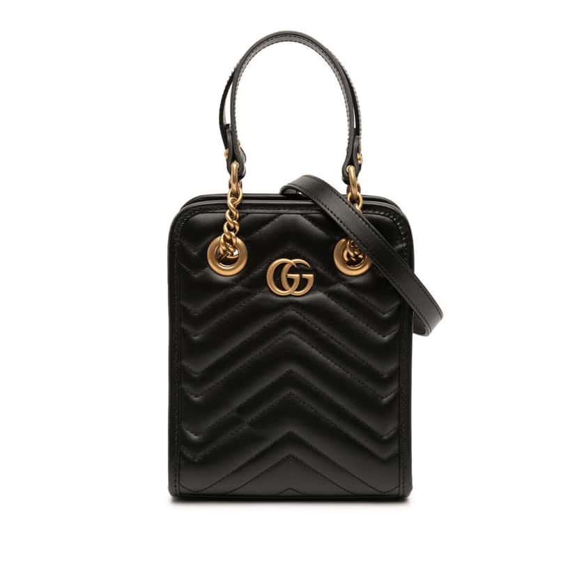 Gucci Mini GG Marmont Matelasse Leather Satchel Black Leather Very good condition - Front View