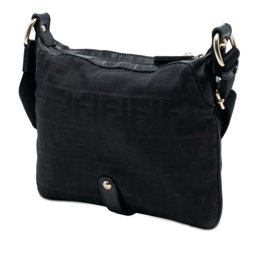 Fendi Zucca Canvas Chef Zip Crossbody Black Very good condition - Back View
