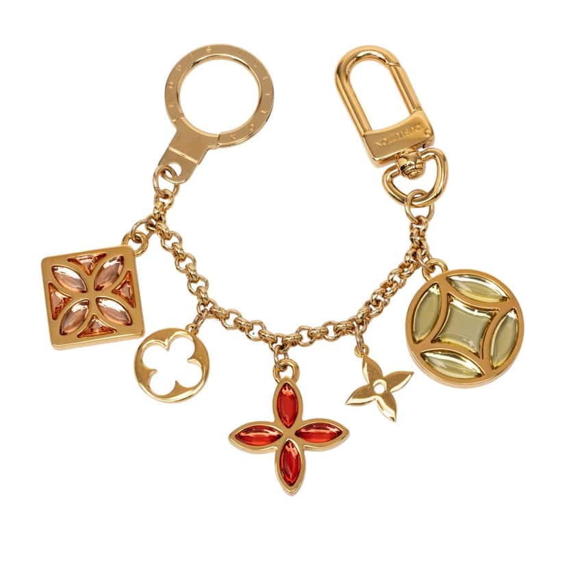 Louis Vuitton Gold Plated Monogram Ice Flower Bag Charm Gold Metal Very good condition - Front View