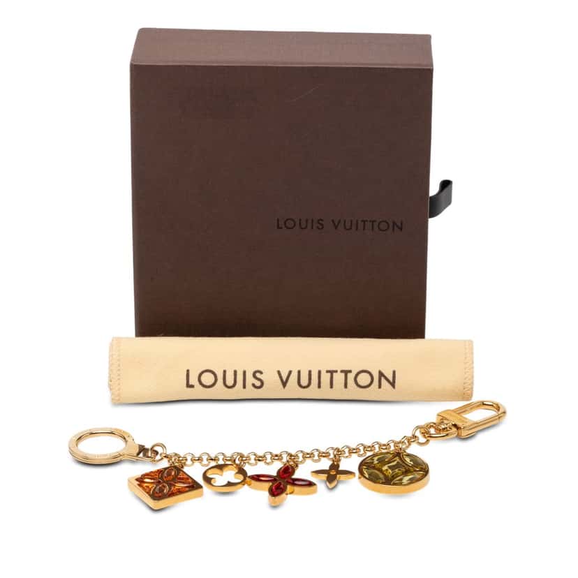 Louis Vuitton Gold Plated Monogram Ice Flower Bag Charm Gold Metal Very good condition - Model View