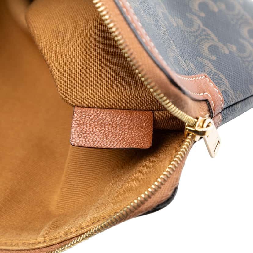 Celine Small Triomphe Coated Canvas Clutch Brown Very good condition - Box View