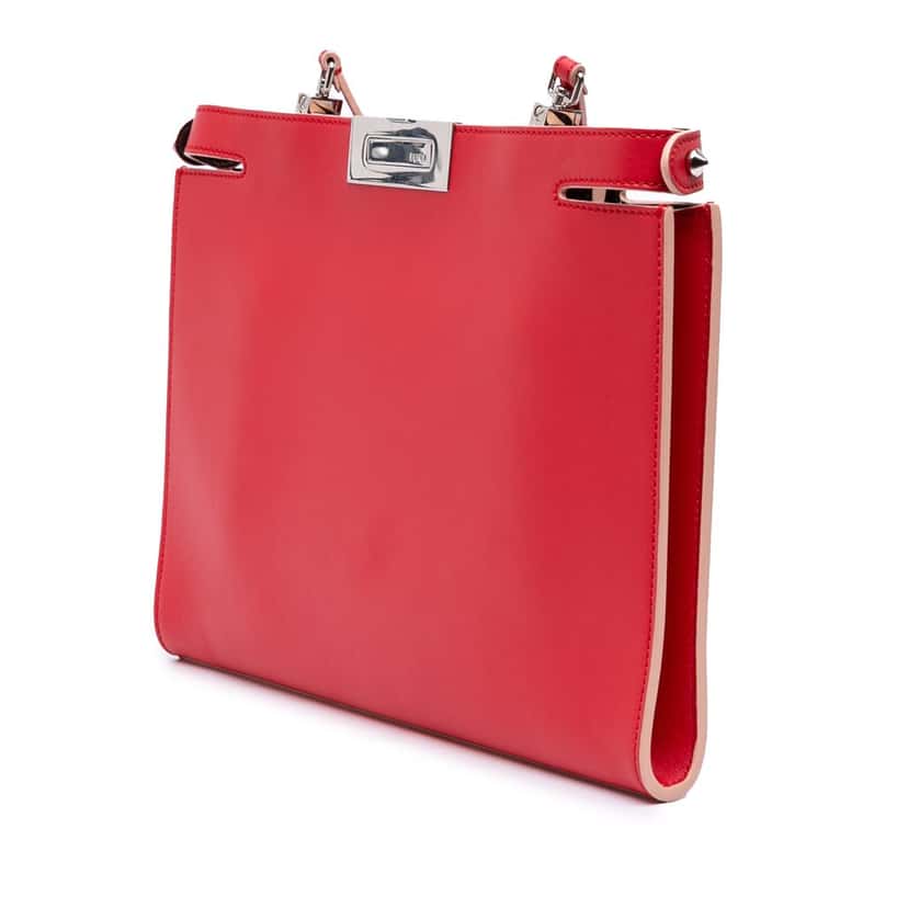Fendi Leather Peekaboo Clutch Crossbody Red Leather Very good condition - Back View