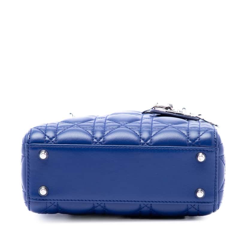 Dior Mini Lambskin Cannage Lady Dior Blue Leather Very good condition - Inside View