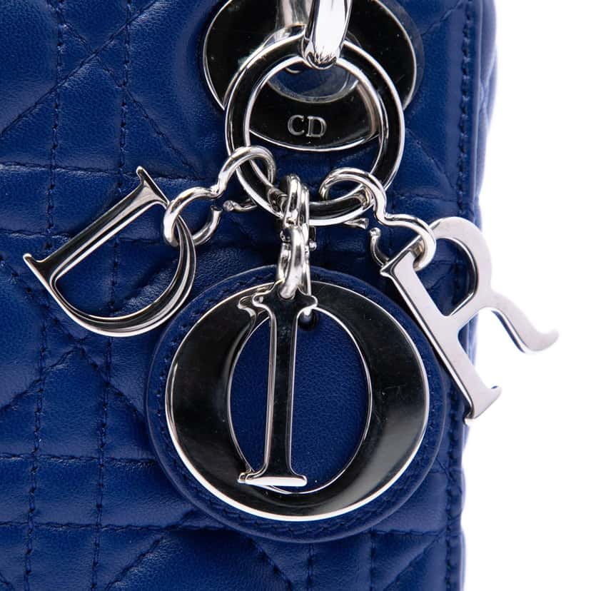 Dior Mini Lambskin Cannage Lady Dior Blue Leather Very good condition - Box View