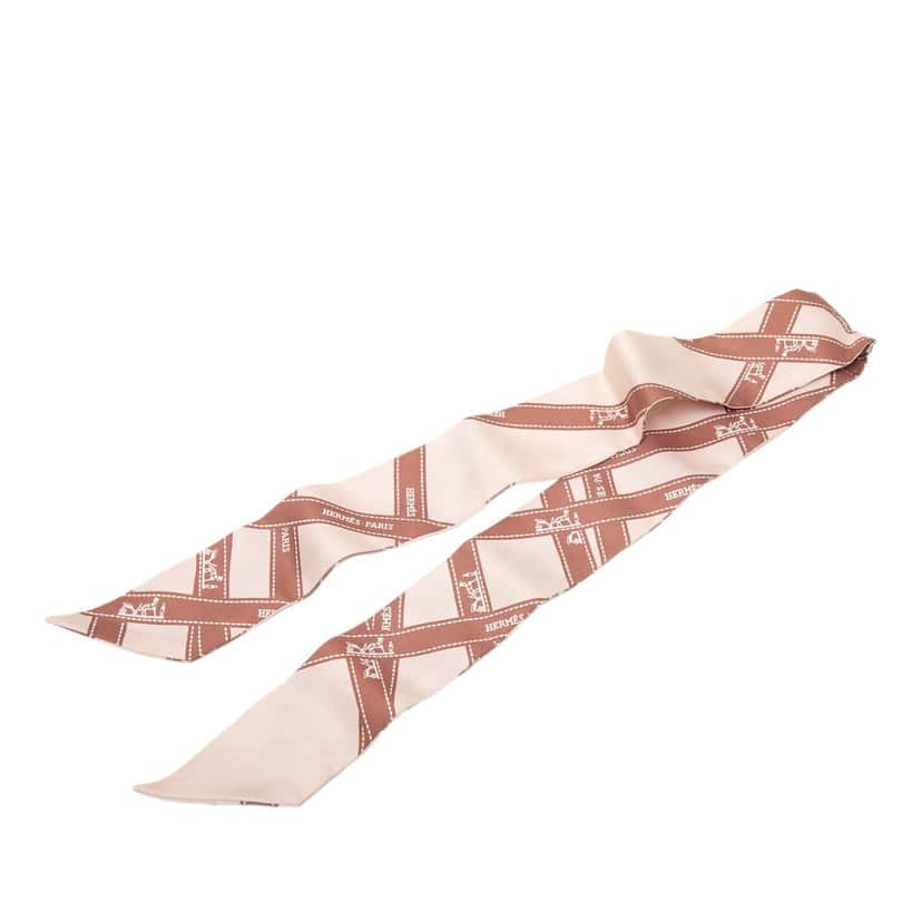 Hermès Bolduc Silk Twilly Scarf Pink Never worn - Back View