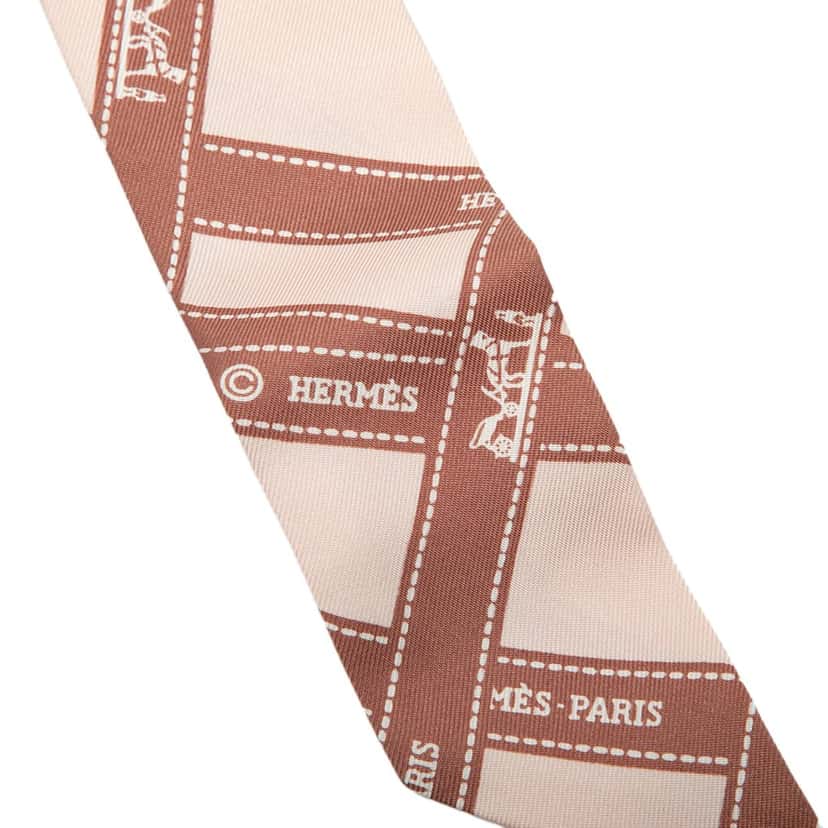 Hermès Bolduc Silk Twilly Scarf Pink Never worn - Inside View