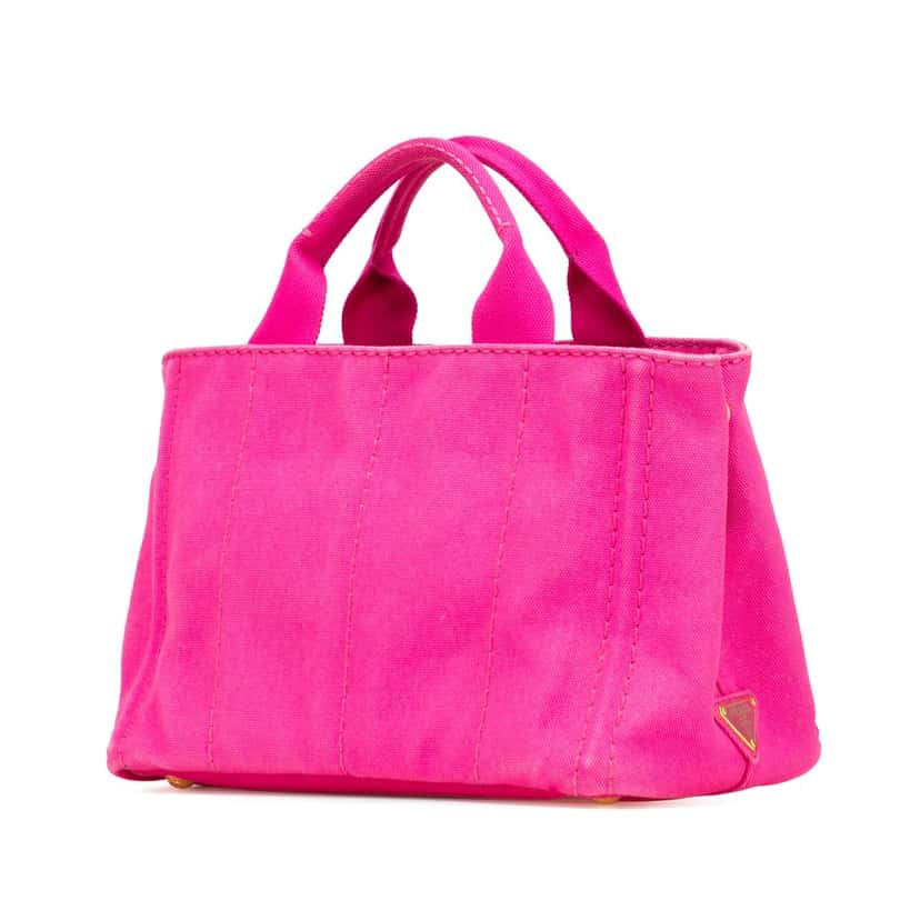 Prada Small Canvas Canapa Logo Satchel Pink Very good condition - Back View