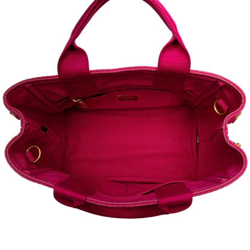 Prada Small Canvas Canapa Logo Satchel Pink Very good condition - Model View