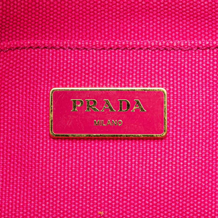 Prada Small Canvas Canapa Logo Satchel Pink Very good condition - Box View