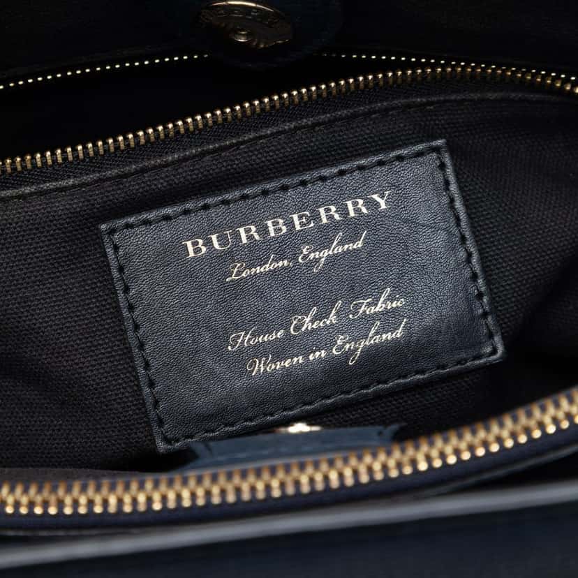 Burberry Medium Leather and House Check Banner Satchel Blue Leather Very good condition - Box View
